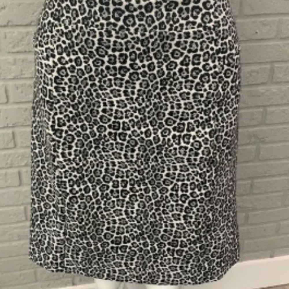 Michael Kors Black and White Leopard Print Pencil Skirt